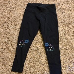 Justice Black Leggings with Colorful Emoji Graphics